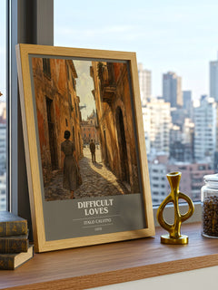 Difficult loves book cover print framed by window – literary home decor