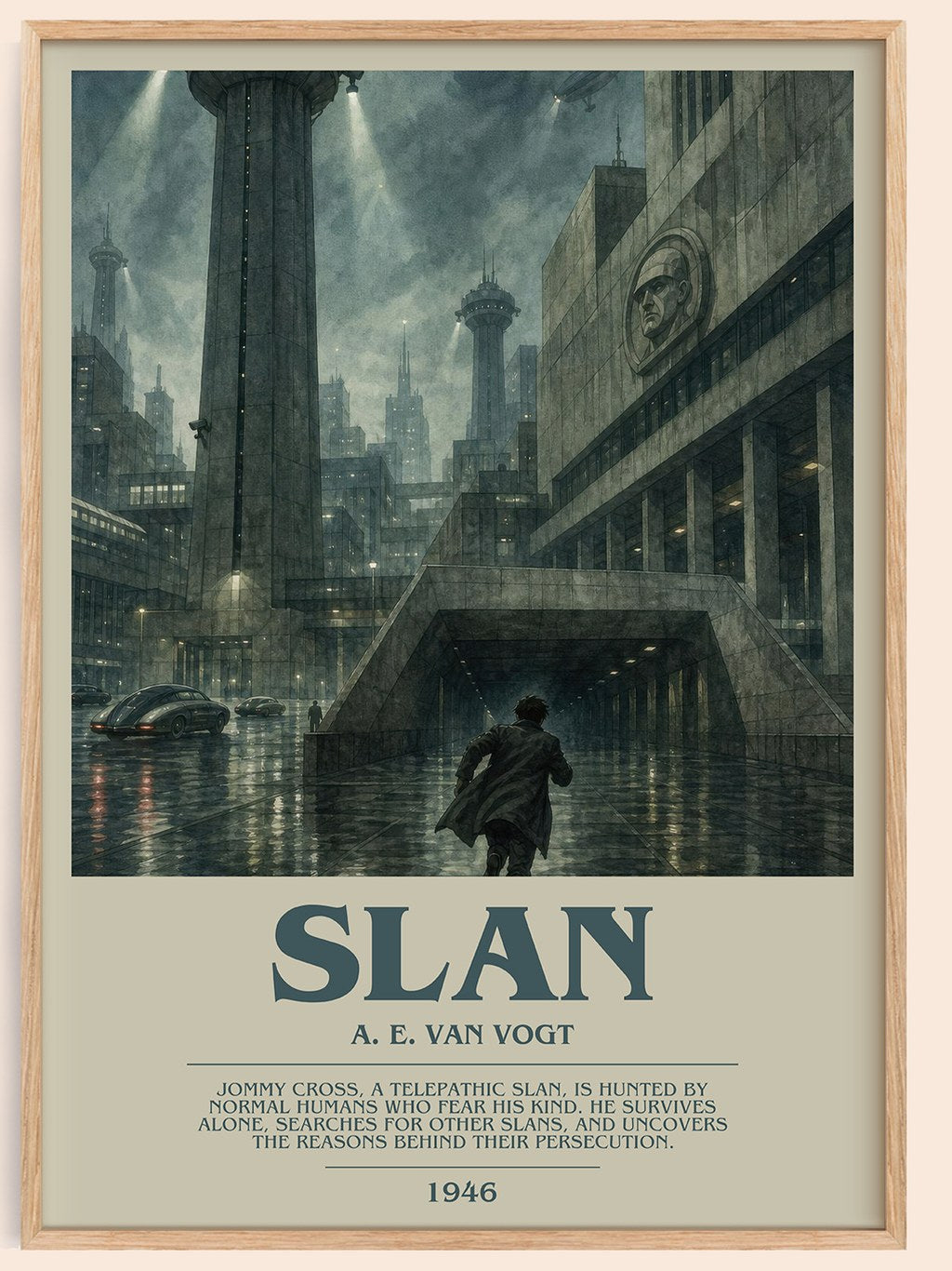 Slan bookish book poster by A. E. van Vogt – framed literary art print