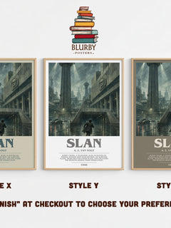 Slan bookish print in frame leaning in hallway – sci fi wall art
