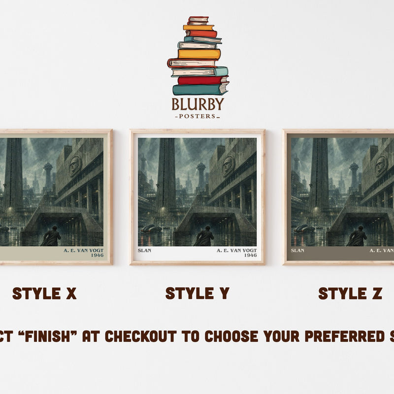 Slan literary print in frame leaning in hallway – sci fi wall art