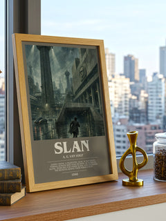 Slan bookish print framed by window – literary home decor