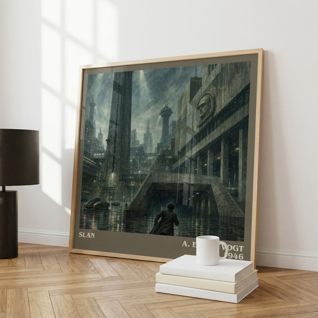 Slan literary print framed by window – literary home decor