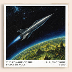 The Voyage of the Space Beagle literary book poster by A. E. van Vogt – framed literary art print