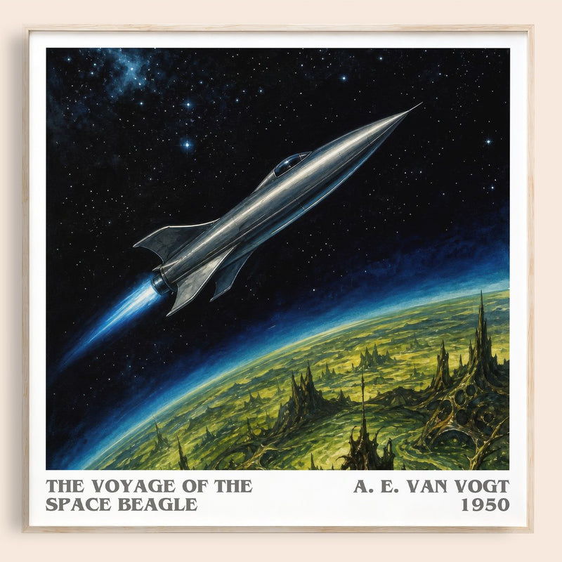 The Voyage of the Space Beagle literary book poster by A. E. van Vogt – framed literary art print