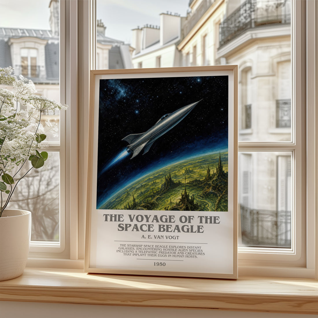 The Voyage of the Space Beagle bookish poster colour and style options – A. E. van Vogt book art