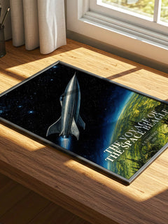 The Voyage of the Space Beagle watercolour book poster framed on wall – sci fi wall art