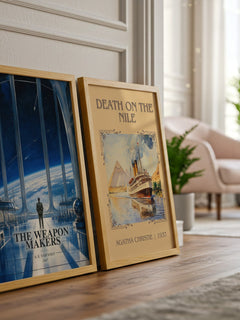 The Weapon Makers watercolour print framed by window – literary home decor