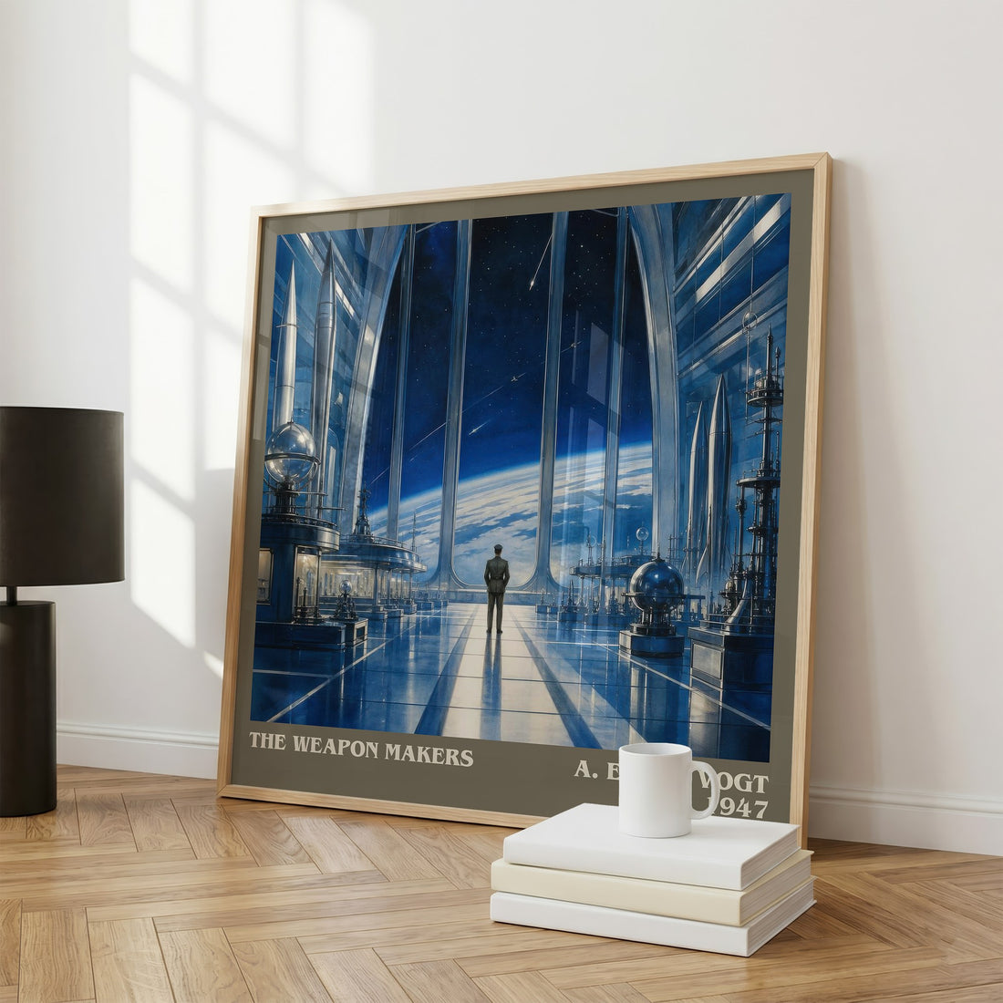 The Weapon Makers literary print framed by window – literary home decor