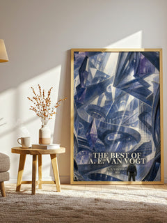 The Best of A. E. van Vogt watercolour print in frame leaning in hallway – sci fi wall art