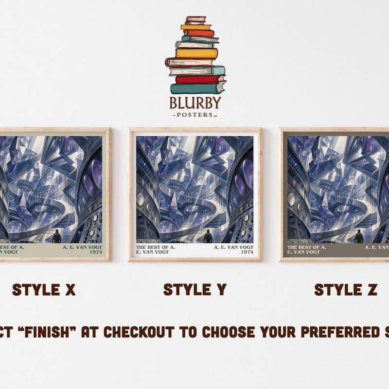 The Best of A. E. van Vogt literary print in frame leaning in hallway – sci fi wall art