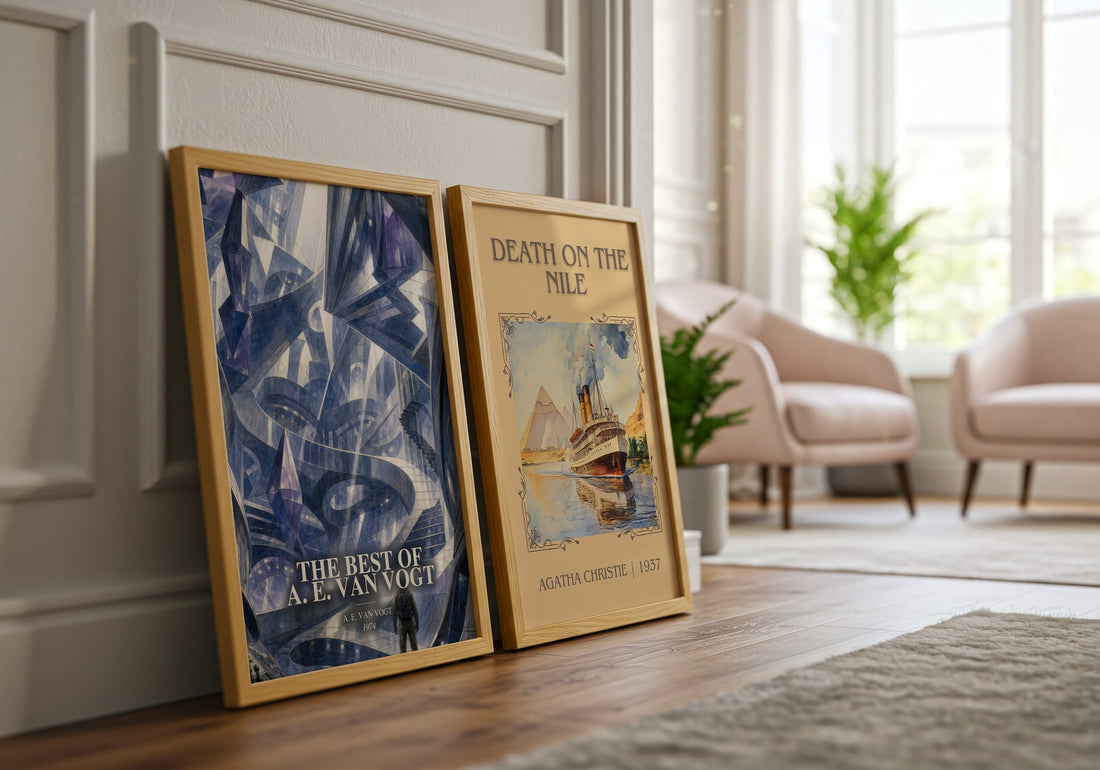The Best of A. E. van Vogt watercolour print framed by window – literary home decor