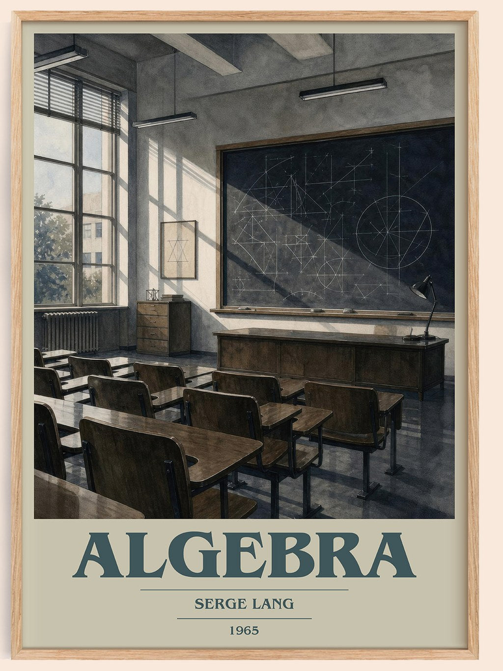 Algebra book cover book poster by Serge Lang – framed literary art print