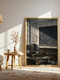 Algebra watercolour print in frame leaning in hallway – non fiction wall art