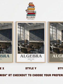 Algebra book cover print in frame leaning in hallway – non fiction wall art
