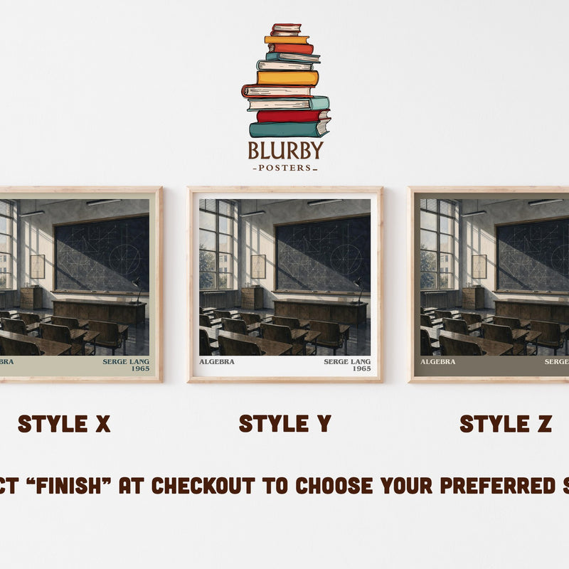 Algebra literary print in frame leaning in hallway – non fiction wall art