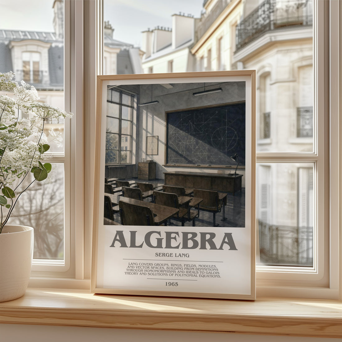 Algebra bookish poster colour and style options – Serge Lang book art
