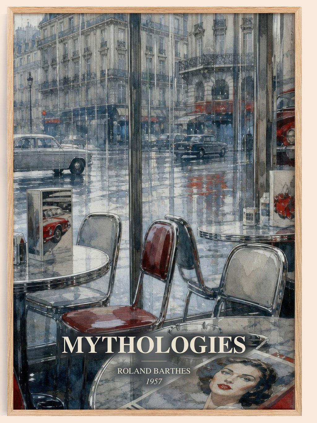 Mythologies watercolour book poster by Roland Barthes – framed literary art print