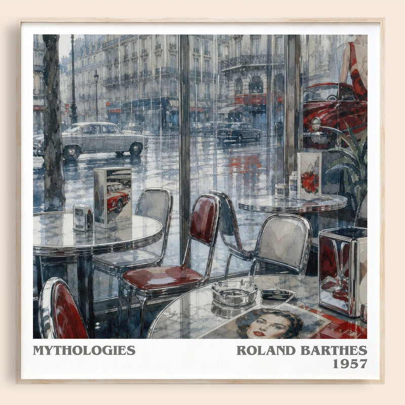 Mythologies literary book poster by Roland Barthes – framed literary art print