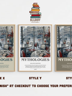 Mythologies Bookish Wall Art by Roland Barthes – Style X, Y and Z side by side – choose your finish