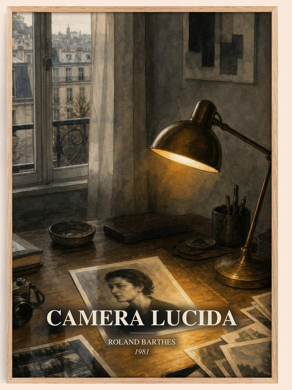 Camera Lucida watercolour book poster by Roland Barthes – framed literary art print