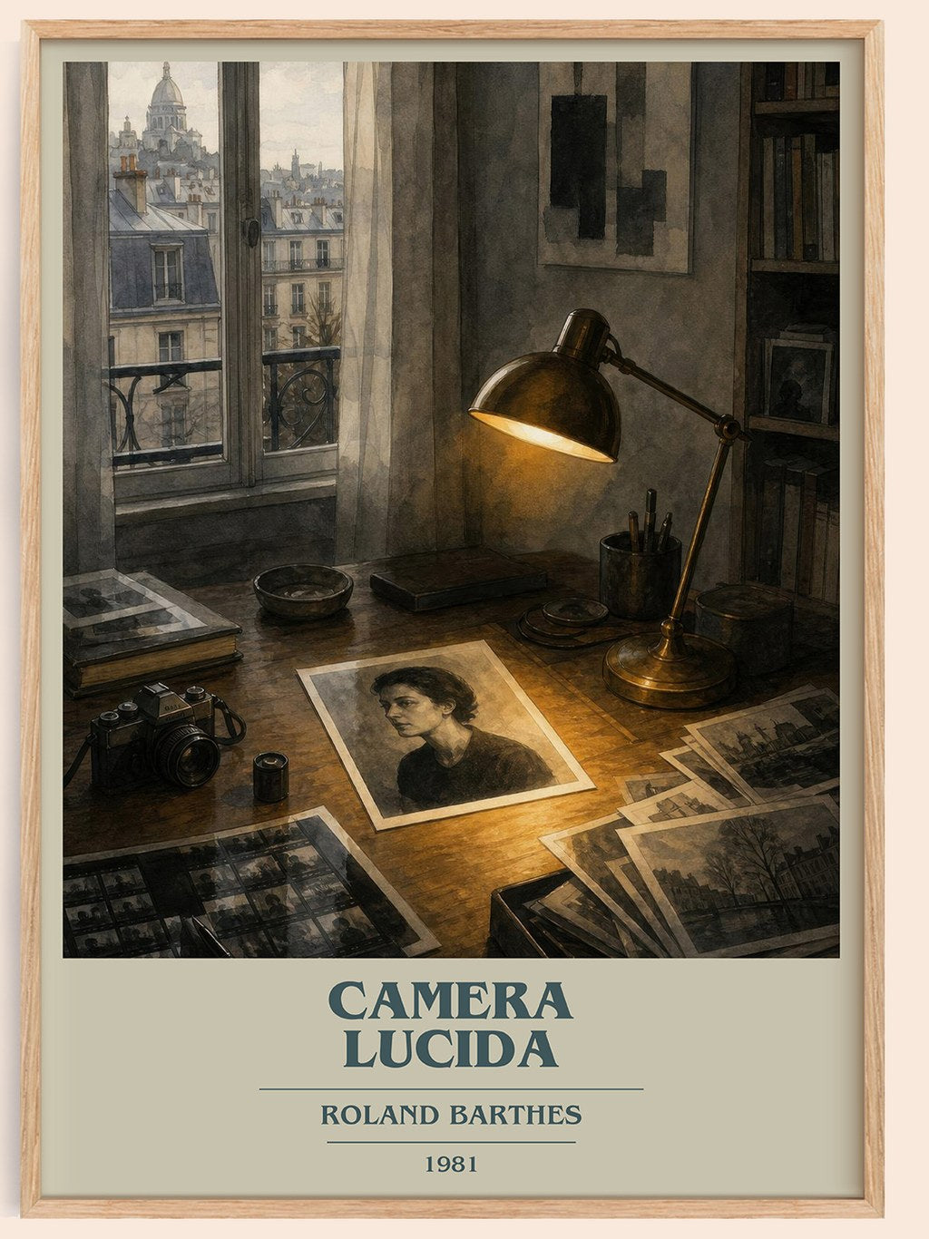 Camera Lucida book cover book poster by Roland Barthes – framed literary art print