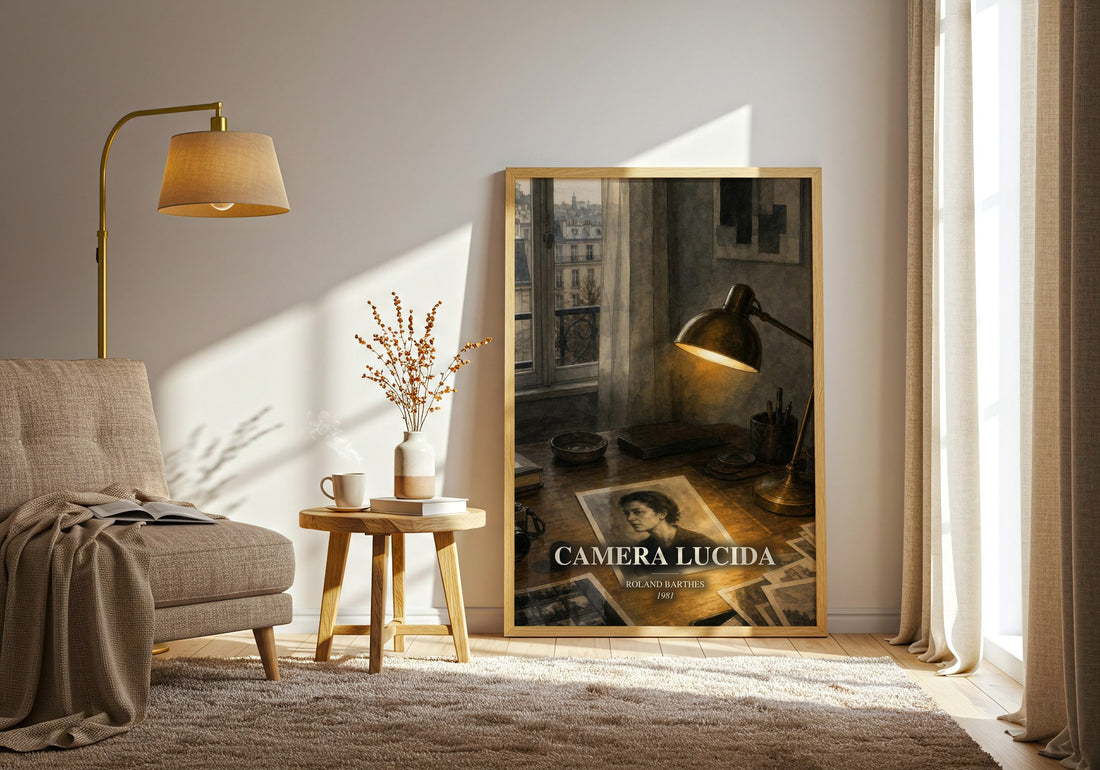 Camera Lucida watercolour print in frame leaning in hallway – philosophy wall art
