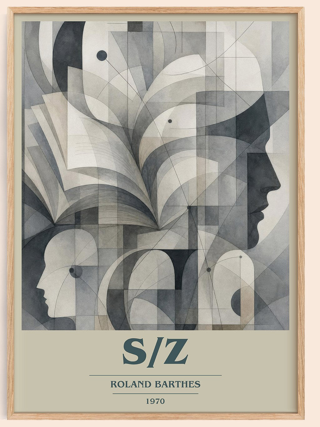 S/Z book cover book poster by Roland Barthes – framed literary art print