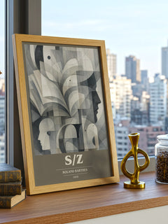 S/Z book cover print framed by window – literary home decor