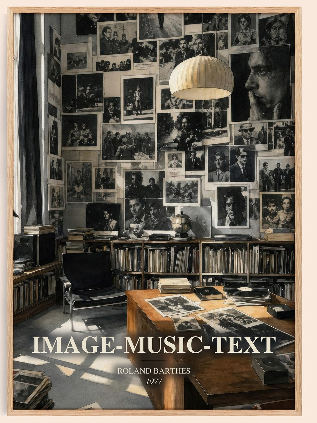 Image-Music-Text watercolour book poster by Roland Barthes – framed literary art print