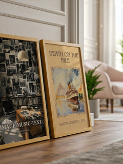 Image-Music-Text watercolour print framed by window – literary home decor