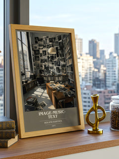 Image-Music-Text Book Cover Poster by Roland Barthes – framed print on a city-view windowsill