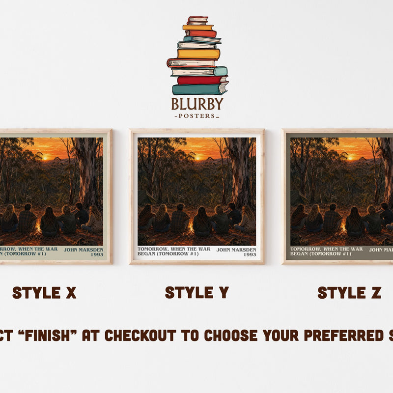 Tomorrow, when the war began (Tomorrow #1) literary print in frame leaning in hallway – young adult wall art