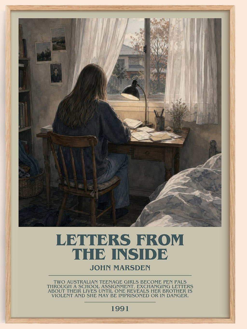 Letters from the inside bookish book poster by John Marsden – framed literary art print