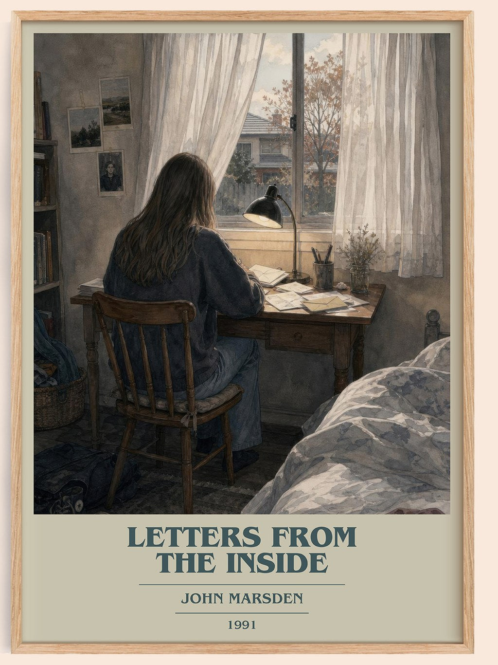 Letters from the inside book cover book poster by John Marsden – framed literary art print