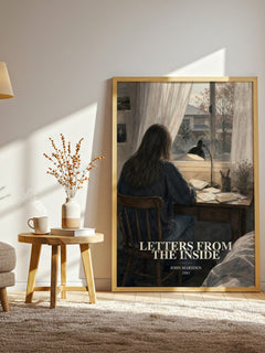 Letters from the inside watercolour print in frame leaning in hallway – young adult wall art