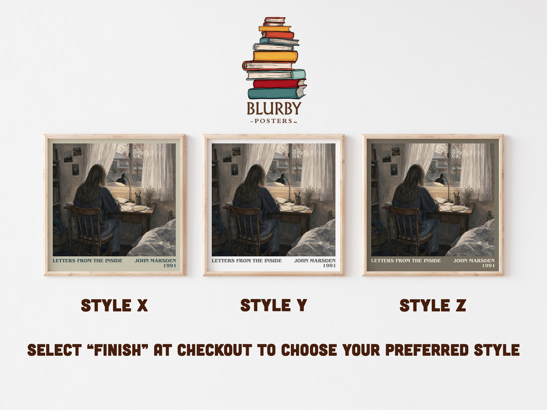 Letters from the inside literary print in frame leaning in hallway – young adult wall art (mockup)