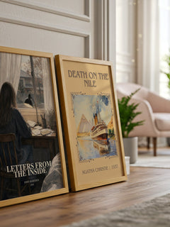 Letters from the inside watercolour print framed by window – literary home decor