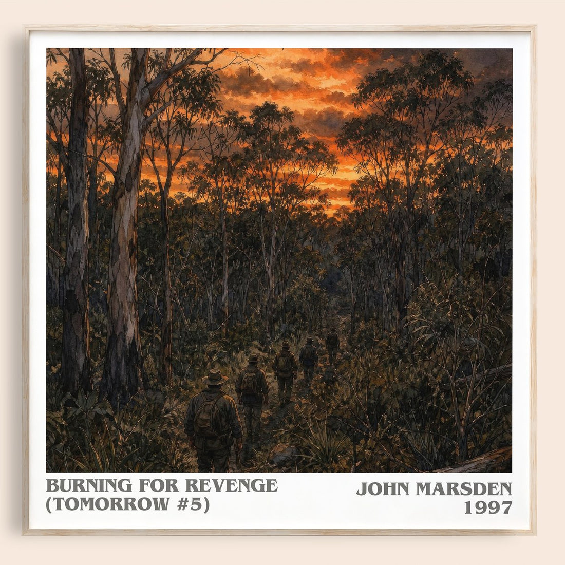 Burning for revenge (Tomorrow #5) literary book poster by John Marsden – framed literary art print