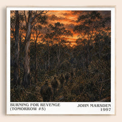 Burning for revenge (Tomorrow #5) literary book poster by John Marsden – framed literary art print