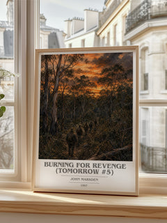 Burning for revenge (Tomorrow #5) book cover poster colour and style options – John Marsden book art