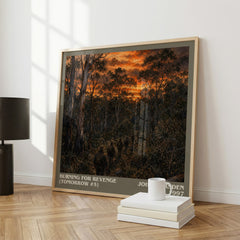Burning for revenge (Tomorrow #5) literary print framed by window – literary home decor
