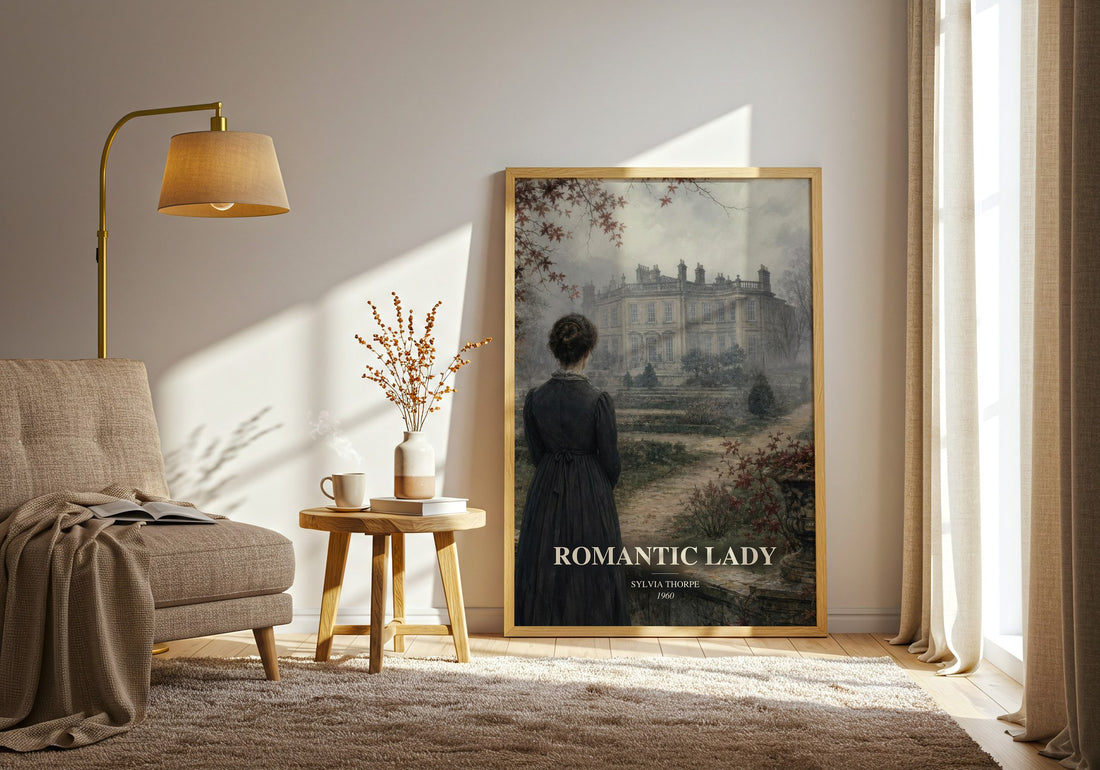 Romantic Lady watercolour print in frame leaning in hallway – romance wall art