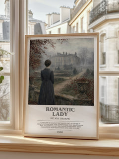 Romantic Lady bookish poster colour and style options – Sylvia Thorpe book art