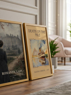 Romantic Lady watercolour print framed by window – literary home decor