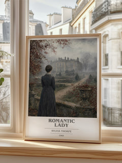 Romantic Lady book cover poster colour and style options – Sylvia Thorpe book art