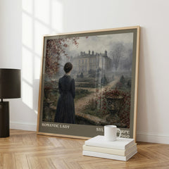Romantic Lady literary print framed by window – literary home decor