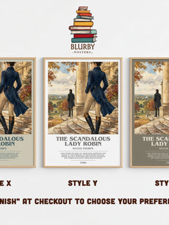 The Scandalous Lady Robin bookish print in frame leaning in hallway – romance wall art