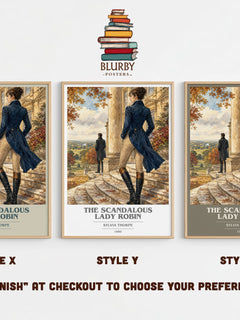 The Scandalous Lady Robin book cover print in frame leaning in hallway – romance wall art