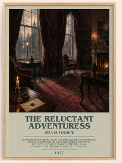 The Reluctant Adventuress bookish book poster by Sylvia Thorpe – framed literary art print
