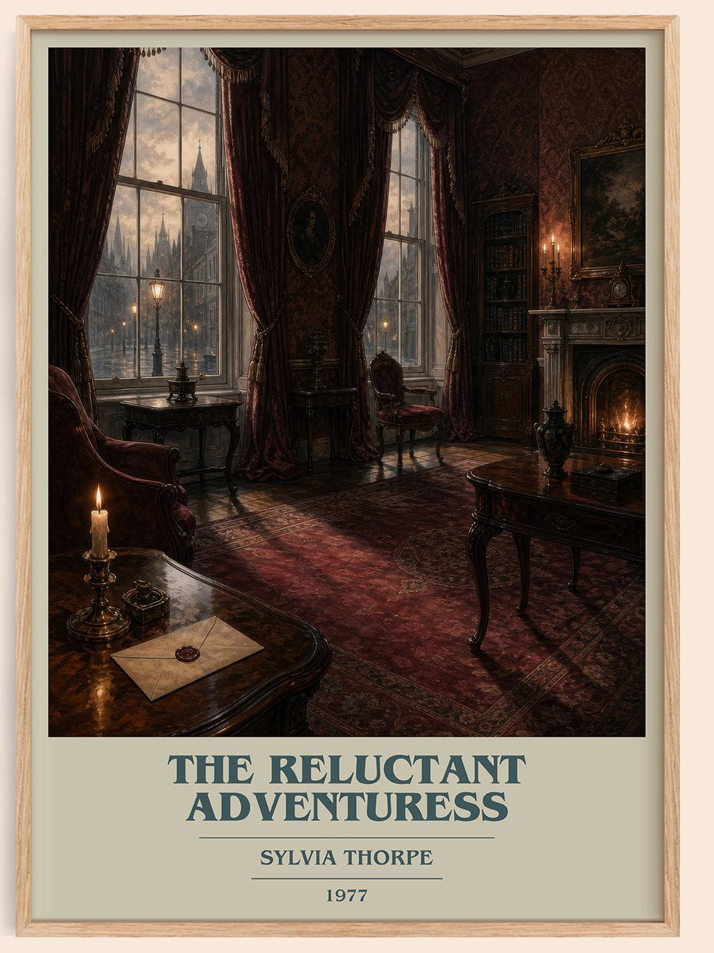The Reluctant Adventuress book cover book poster by Sylvia Thorpe – framed literary art print
